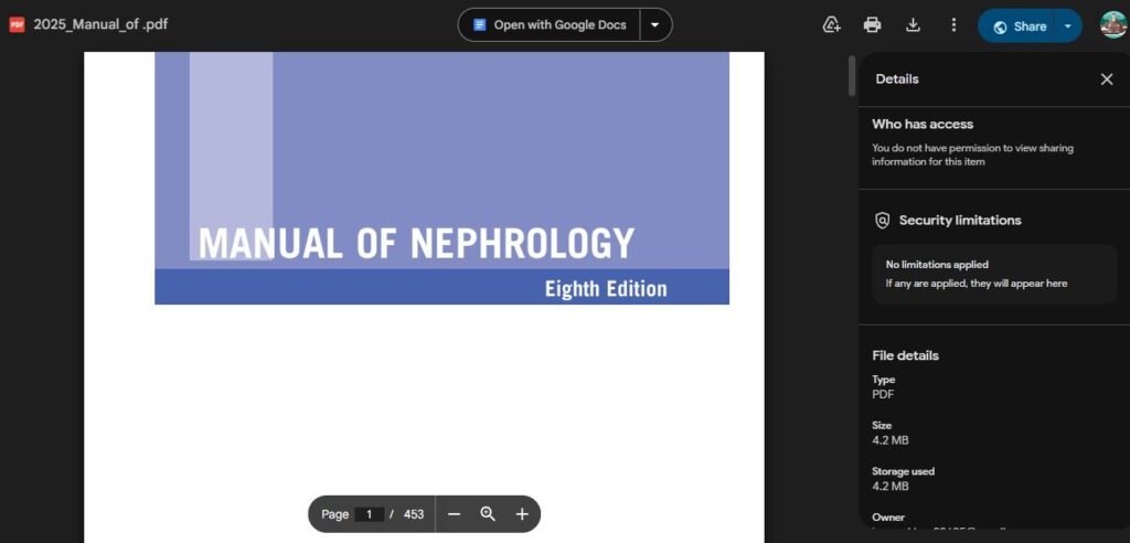 MANUAL OF nephrology download